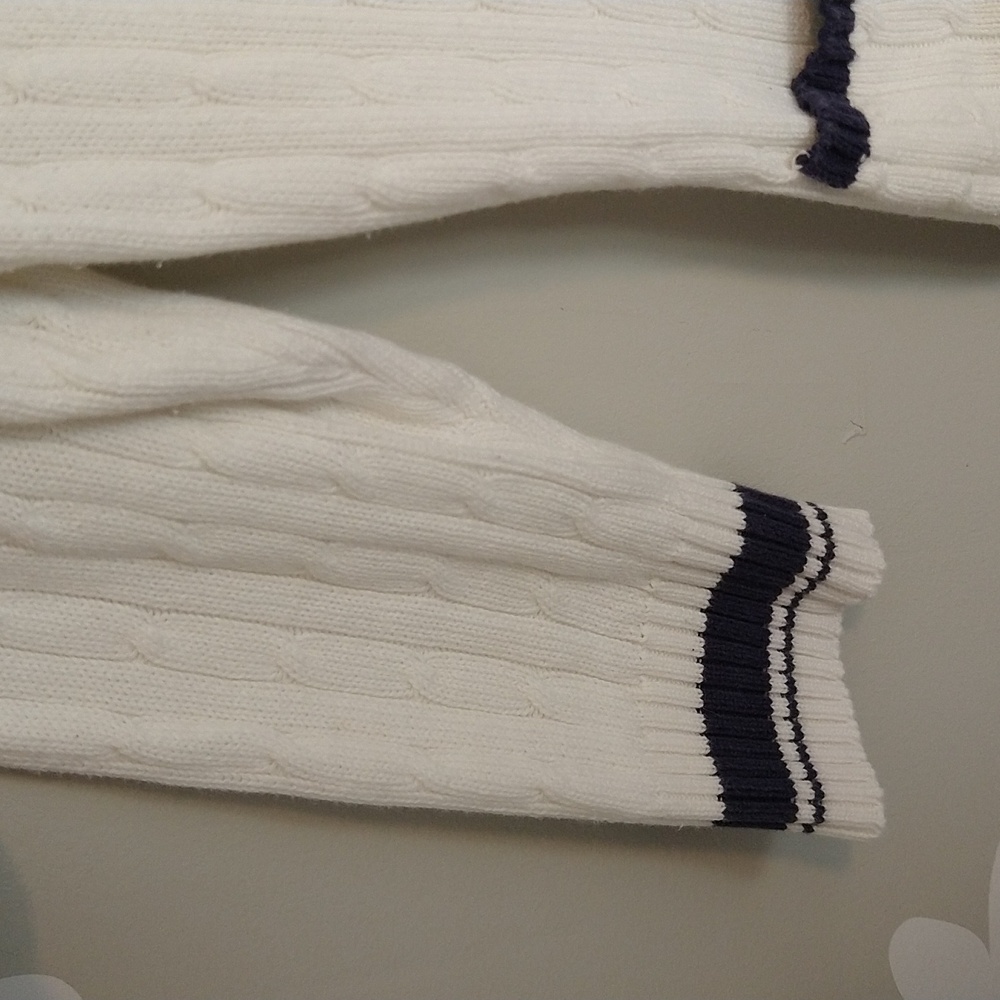 Charlotte Russe White & Navy Preppy Sailor Cotton Button-Down Pocket Cardigan - Picture 7 of 10